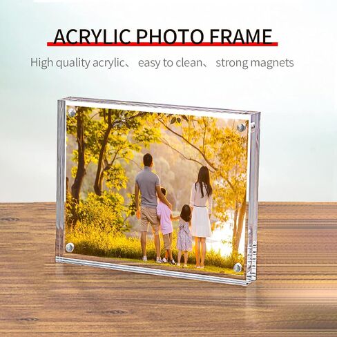 Acrylic Photo Frames 3.5x5 Double Side Magnets Picture Frame, Magnetic Picture Frames for 3x4, 3x5, 3.5x4.5 photo, 10 + 10MM Thickness 1Pack in Kuwait