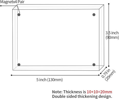 Acrylic Photo Frames 3.5x5 Double Side Magnets Picture Frame, Magnetic Picture Frames for 3x4, 3x5, 3.5x4.5 photo, 10 + 10MM Thickness 1Pack in Kuwait