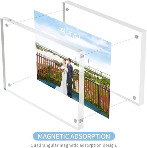 Acrylic Photo Frames 3.5x5 Double Side Magnets Picture Frame, Magnetic Picture Frames for 3x4, 3x5, 3.5x4.5 photo, 10 + 10MM Thickness 1Pack in Kuwait
