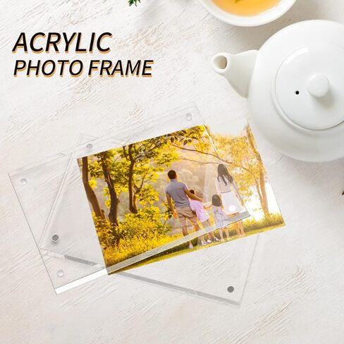 Acrylic Photo Frames 3.5x5 Double Side Magnets Picture Frame, Magnetic Picture Frames for 3x4, 3x5, 3.5x4.5 photo, 10 + 10MM Thickness 1Pack in Kuwait