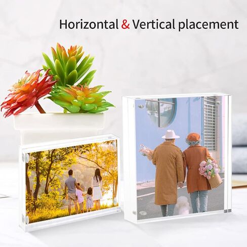Acrylic Photo Frames 3.5x5 Double Side Magnets Picture Frame, Magnetic Picture Frames for 3x4, 3x5, 3.5x4.5 photo, 10 + 10MM Thickness 1Pack in Kuwait