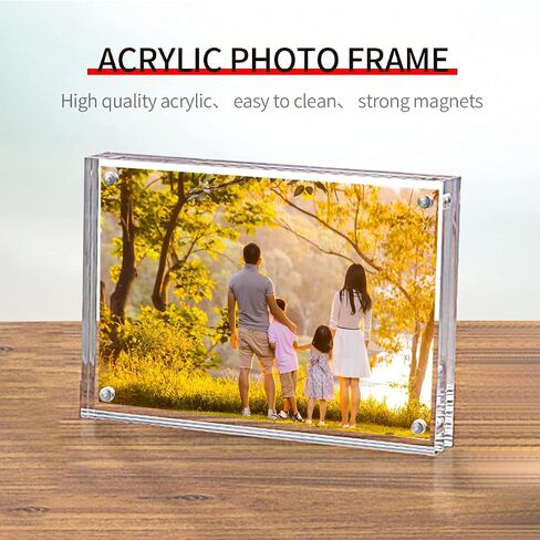 Acrylic Photo Frames 3.5x5 Double Side Magnets Picture Frame, Magnetic Picture Frames for 3x4, 3x5, 3.5x4.5 photo, 10 + 10MM Thickness 1Pack in Kuwait