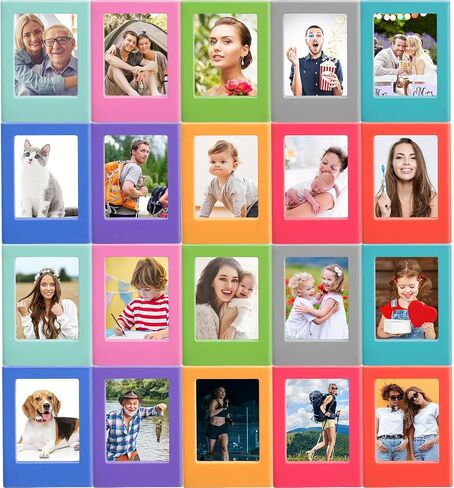 Epakh 20 Packs Magnetic Photo Picture Frame Cute Mini Table Photo Frame Holder 3 Inches Plastic Colorful Photo Display Compatible with Fujifilm Instax for Fridge Refrigerator Office (Multicolor) in Saudi Arabia
