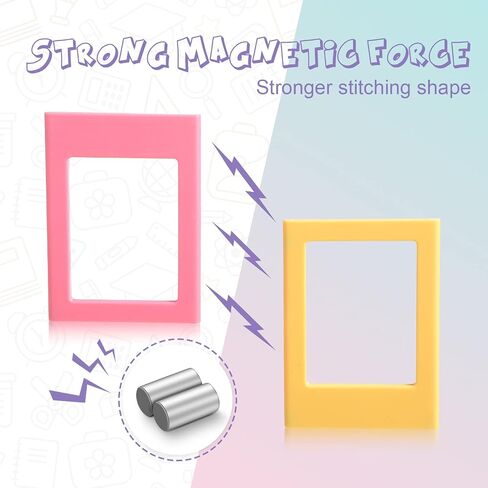 Epakh 20 Packs Magnetic Photo Picture Frame Cute Mini Table Photo Frame Holder 3 Inches Plastic Colorful Photo Display Compatible with Fujifilm Instax for Fridge Refrigerator Office (Multicolor) in Saudi Arabia