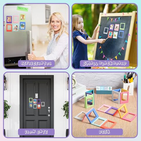 Epakh 20 Packs Magnetic Photo Picture Frame Cute Mini Table Photo Frame Holder 3 Inches Plastic Colorful Photo Display Compatible with Fujifilm Instax for Fridge Refrigerator Office (Multicolor) in Saudi Arabia