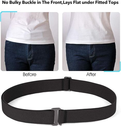 JASGOOD Invisible Women Stretch Belt No Show Elastic Web Strap Belt with Flat Buckle for Jeans Pants Dresses in Kuwait