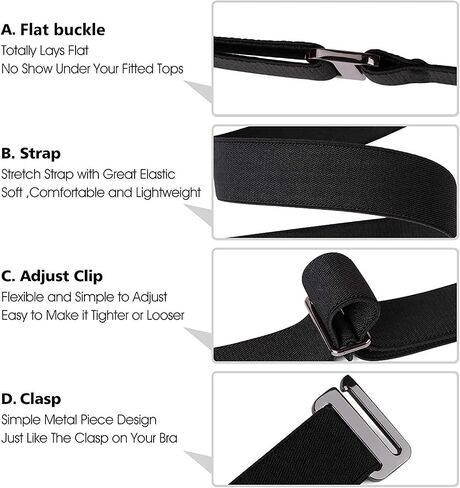 JASGOOD Invisible Women Stretch Belt No Show Elastic Web Strap Belt with Flat Buckle for Jeans Pants Dresses in Kuwait