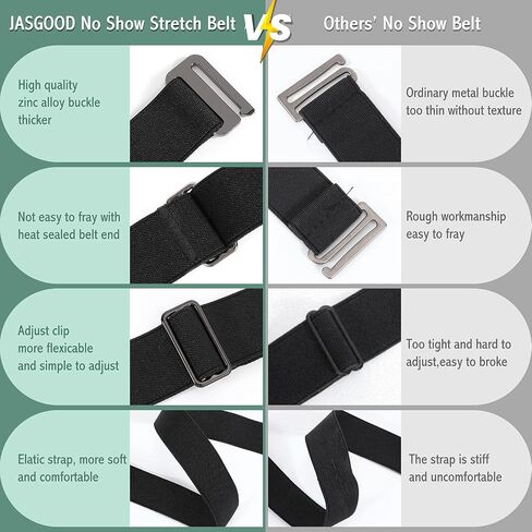 JASGOOD Invisible Women Stretch Belt No Show Elastic Web Strap Belt with Flat Buckle for Jeans Pants Dresses in Kuwait