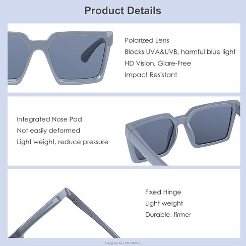 COCOSAND Kids Sunglasses Polarized UV 400 Protection Retro Square Futuristic Glasses for Youth Teen Boys Girls Age 5-12 in Kuwait