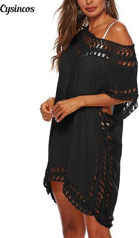 Cysincos Womens Swimsuit Cover Up Hollow Out Swimwear Beach Bathing Suit Bikini Coverups in Kuwait