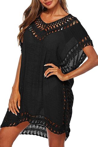 Cysincos Womens Swimsuit Cover Up Hollow Out Swimwear Beach Bathing Suit Bikini Coverups in Kuwait