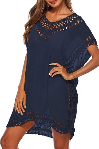 Cysincos Womens Swimsuit Cover Up Hollow Out Swimwear Beach Bathing Suit Bikini Coverups in Kuwait