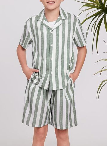 blibean Boys Short Sleeve Shirts Button Down Clothes Sets Size 6-15 Year in Saudi Arabia