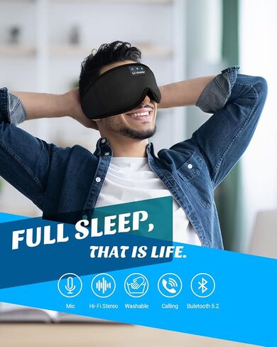 LC-dolida Sleep Headphones, White Noise Bluetooth Sleep Mask 3D Wireless Eye Mask Sleeping with Timing, Sleep Mask with Bluetooth Headphones for Side Sleepers Travel Yoga, Cool Gifts Men Women in Kuwait