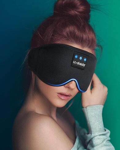 LC-dolida Sleep Headphones, White Noise Bluetooth Sleep Mask 3D Wireless Eye Mask Sleeping with Timing, Sleep Mask with Bluetooth Headphones for Side Sleepers Travel Yoga, Cool Gifts Men Women in Kuwait