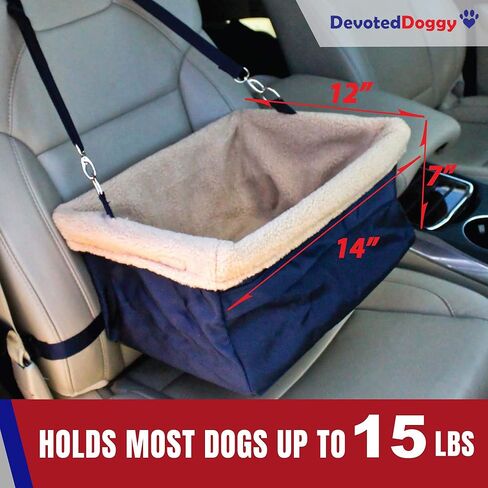 مقعد سيارة مخصص للكلاب فاخر يناسب الحيوانات الأليفة التي يصل وزنها إلى 20 رطلاً، مقعد معزز للكلاب، بطانة مبطنة، أشرطة قابلة للتعديل، إطار معدني، يتم تركيبه في ثوانٍ، قماش قابل للطي وسهل التنظيف in Kuwait