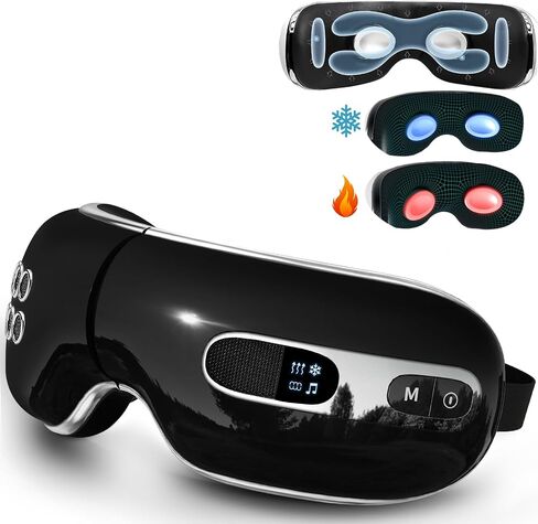Eye Massager with Heat and Cooling for Migraines, Dry Eyes, Dark Circles, Rechargeable Bluetooth Music Heat Cold Eye Massager Improve Sleeping - Great Gifts for Woman and Man (White) in Saudi Arabia