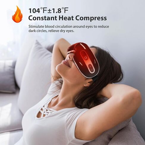 Eye Massager with Heat and Cooling for Migraines, Dry Eyes, Dark Circles, Rechargeable Bluetooth Music Heat Cold Eye Massager Improve Sleeping - Great Gifts for Woman and Man (White) in Saudi Arabia