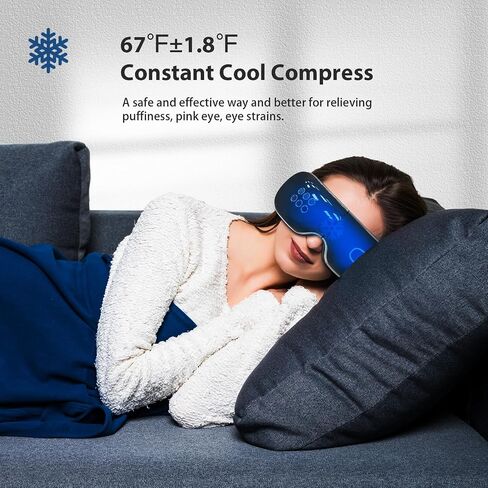 Eye Massager with Heat and Cooling for Migraines, Dry Eyes, Dark Circles, Rechargeable Bluetooth Music Heat Cold Eye Massager Improve Sleeping - Great Gifts for Woman and Man (White) in Saudi Arabia