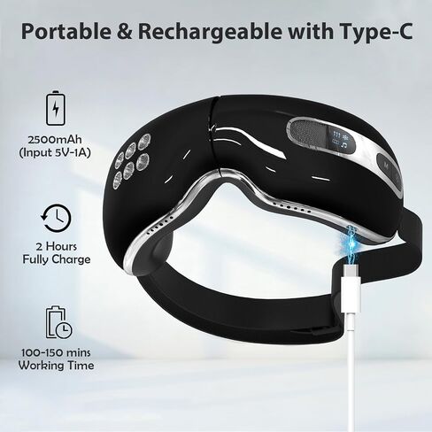 Eye Massager with Heat and Cooling for Migraines, Dry Eyes, Dark Circles, Rechargeable Bluetooth Music Heat Cold Eye Massager Improve Sleeping - Great Gifts for Woman and Man (White) in Saudi Arabia