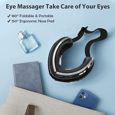 Eye Massager with Heat and Cooling for Migraines, Dry Eyes, Dark Circles, Rechargeable Bluetooth Music Heat Cold Eye Massager Improve Sleeping - Great Gifts for Woman and Man (White) in Saudi Arabia