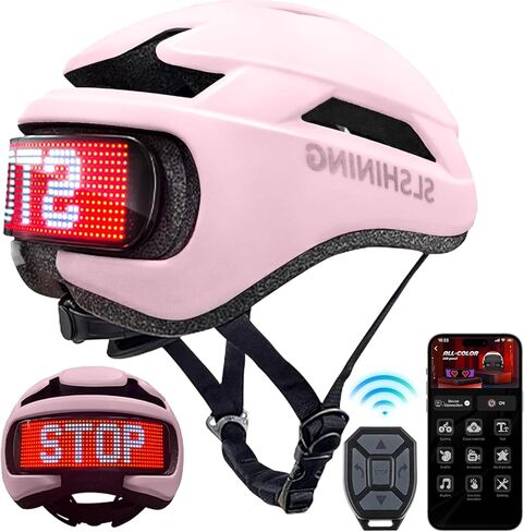 خوذة دراجة YourFocus Shining LED - خوذة ركوب الدراجات الذكية كاملة الألوان مع جهاز تحكم عن بعد، تطبيق عرض ساطع، نوع C قابل لإعادة الشحن، شاشة LED قابلة للتخصيص، مقاس قابل للتعديل، خوذات للبالغين in Kuwait