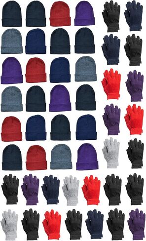 Yacht & Smith Wholesale Beanie and Glove Winter Bulk Kit, Kids Adults Bulk Sets, Homeless Donation Shelters in Saudi Arabia