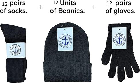 Yacht & Smith Wholesale Beanie and Glove Winter Bulk Kit, Kids Adults Bulk Sets, Homeless Donation Shelters in Saudi Arabia