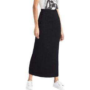 MakeMeChic Women's Solid Basic Below Knee Stretchy Pencil Skirt