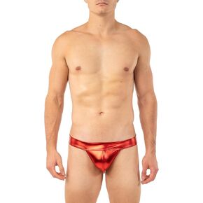 Gary Majdell Sport Men's Jock Strap Swimsuit with O-Ring Back Detail - Liquid Metallic Shiny Tricot