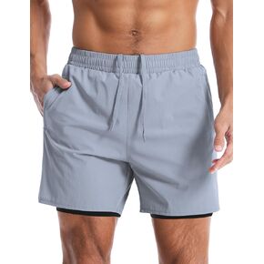 شورت سباحة رجالي سريع الجفاف 5 بوصات شورت للشاطئ مع بطانة وجيوب بسحاب ملابس سباحة بدلة استحمام