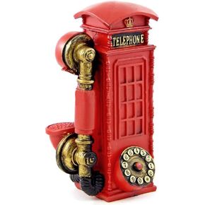 GlowingSun Red Resin Vintage Telephone Booth Classic Look Home Decor, X'Mas Decor