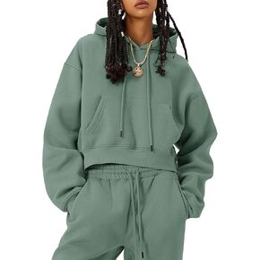 Eisctnd النساء الصوف 2 قطعة رياضية الخريف الشتاء البلوز بنطال رياضي مطابقة صالة مجموعات سميكة Sweatsuits جيوب