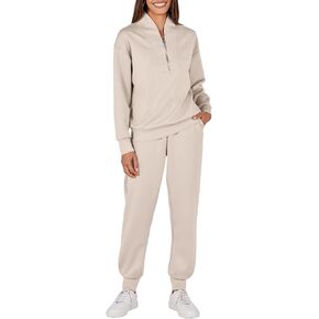 ANRABESS Women's 2 Piece Outfits Sweatsuit Half Zip Sweatshirt Jogger Sweatpant Trendy 2024 Fall Lounge Set Tracksuit Clothes