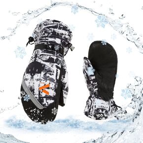 Vgo... -20℃/-4°F Warm Ski Gloves for Boys Girls, Mitten Design, Winter Outdoor Snow Gloves,Waterproof(GA2475FLWP)