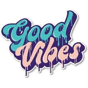 Good Vibes Decal Bumper Sticker Design for Cars, Cups, Laptops, Coolers (4"x5") (Teal/Cream)