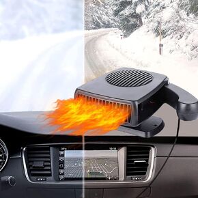 سخان سيارة 12 فولت 200 وات، سخان سيارة محمول يدور 360 درجة ومزيل الصقيع، سخان سيارة مزيل الضباب عن الزجاج الأمامي يتم توصيله بولاعة السجائر (أسود) in Kuwait