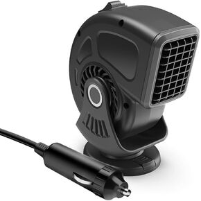 Car Heater 12V 150W, Portable Fast Heating & Cooling 2-in-1 Mode Fan, Cigarette Lighter Plug, 360 ° Rotatable, Windscreen Defogger Window Defroster for Car RV SUV Diesel (Red & Black)