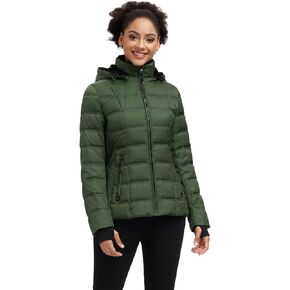 SLOW DOWN Women Down Puffer Jacket with Hood Hooded Winter Down Puffer Coat for Women with Faux-Fur Hood & Collar in Saudi Arabia