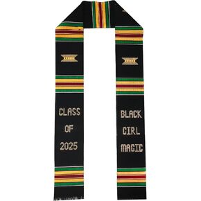 ORNING Kente Graduation Stole 2025 Black Girl Magic Graduation Sash 2025 Black Grads Matter Stole for All Graduation Events
