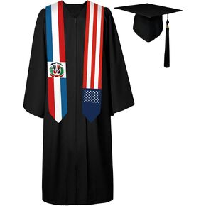 72 Inch Dominican Republic Flag and USA Flag Graduation Sash Unisex Adults Graduation Stole Scarf Class of 2024 (Not Include Baccalaureate Gown and Hat)