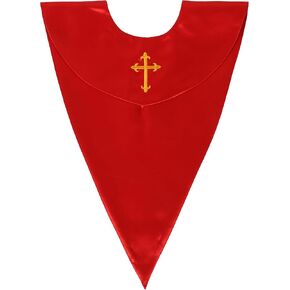 Unisex V-Shape Church Choir Stole with Embroidered Cross Solid Color
