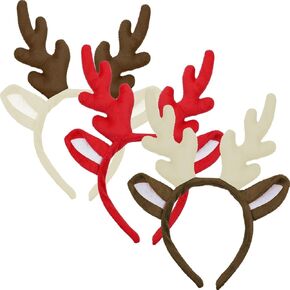 3 Pieces Antlers Headband Christmas Reindeer Hairband Deer Headwear for Girls Boys Women Men Christmas Party Favors