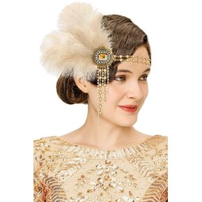 BABEYOND 1920s Flapper Gatsby Headband Roaring 20's Party Headpiece (أخضر)
