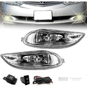 Driving Fog Lights Compatible with Toyota Camry 2002-2004/ Corolla 2005-2008/ Solara 2002-2003 Bumper Fog Lamps with Halogen Bulb & Switch and Wiring Kit