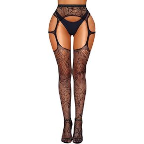 RSLOVE Women's Sexy Fishnet Stockings Thigh High Lace Garter Tights Suspender Crotchless Pantyhose in Kuwait