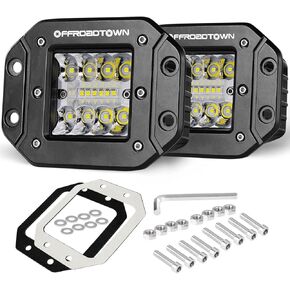 OFFROADTOWN Flush Mount LED Pods, 2pcs 5'' 78W Driving Lights Work Light Bar Super Bright Fog Off Road Lights for Truck UTV ATV SUV Boat 4x4 Car