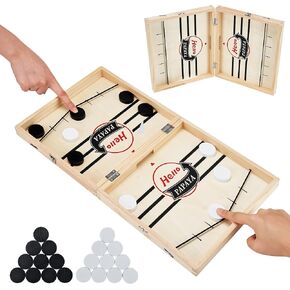 Fast Sling Puck Game,Wooden Hockey Game,Desktop Battle Sling Hockey Table Game,Adults or Kids Slingshot Board Game Parent-Child Interaction Toys