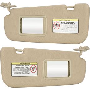 Beige Driver Left + Passenger Right Side Sun Visor Replacement Compatible with 2011 2012 2013 2014 2015 Hyundai Elantra Replace 852103X000TX 852203X000TX