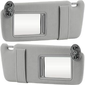 Gray Driver Left + Passenger Right Side Sun Visor Replacement Compatible with 2007 2008 2009 2010 2011 Toyota Camry without Sunroof Replace ‎74310-06750-E0, 74320-06780-B0